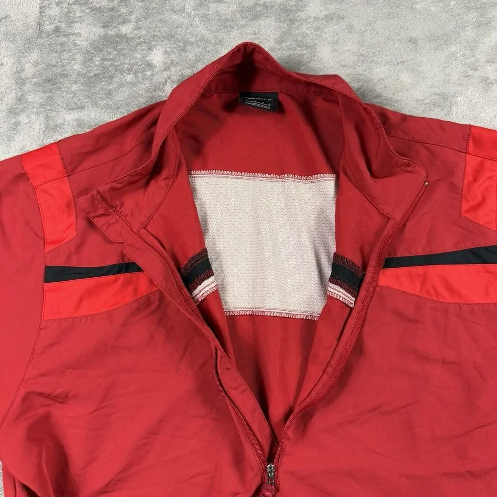 Nike Golf‎ Windbreaker Jacket Lightweight Mens Size Large Red Full Zip Mock Neck